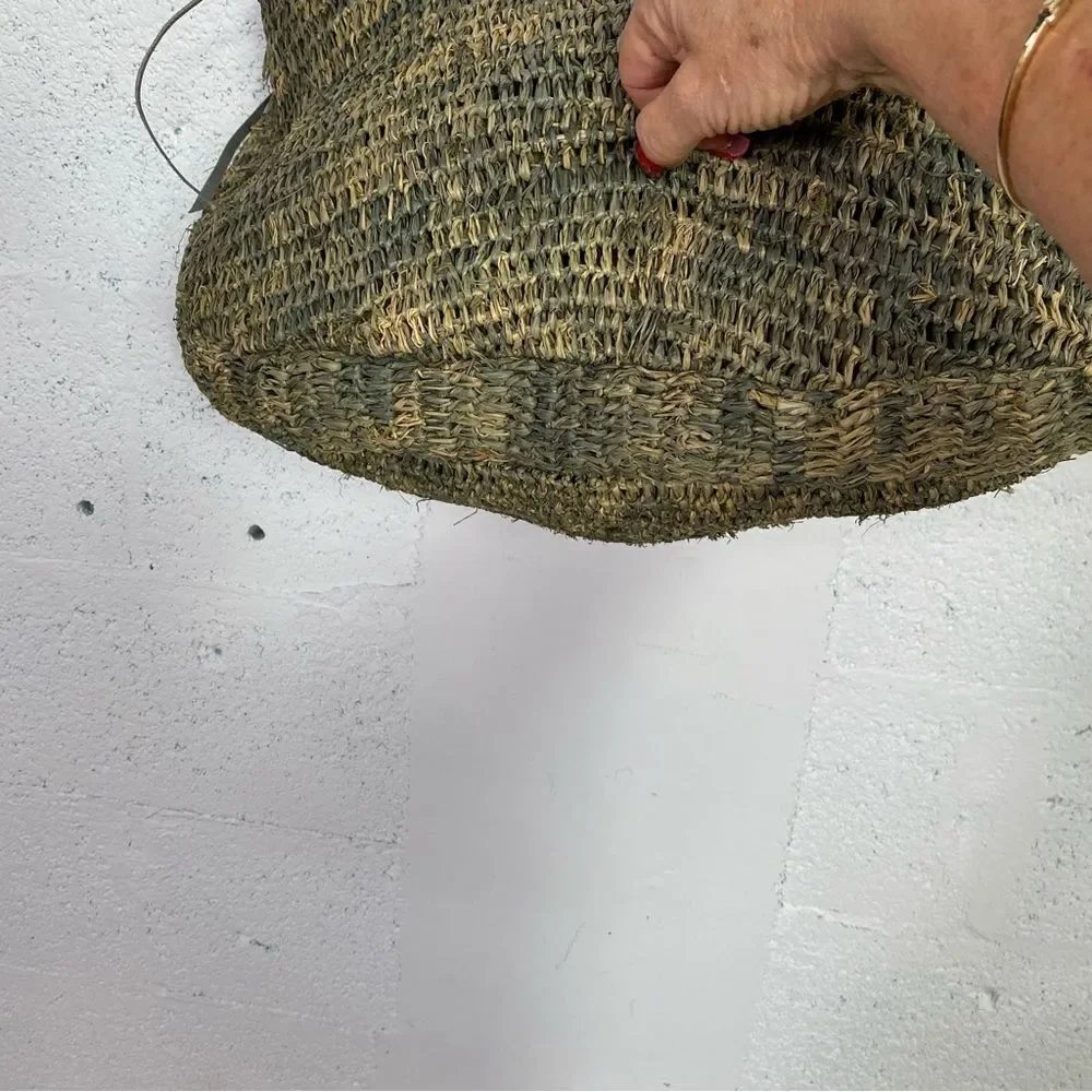 NEW Flora Bella tan green  raffia leather boho hobo shoulder bag